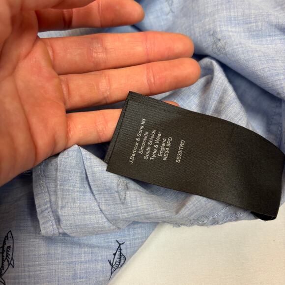 Barbour Summer Print Short Sleeve Button Up Shirt Men's Large - Picture 9 of 10